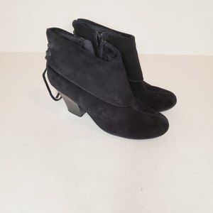 Sketcher's black suede leather fold over ankle boots